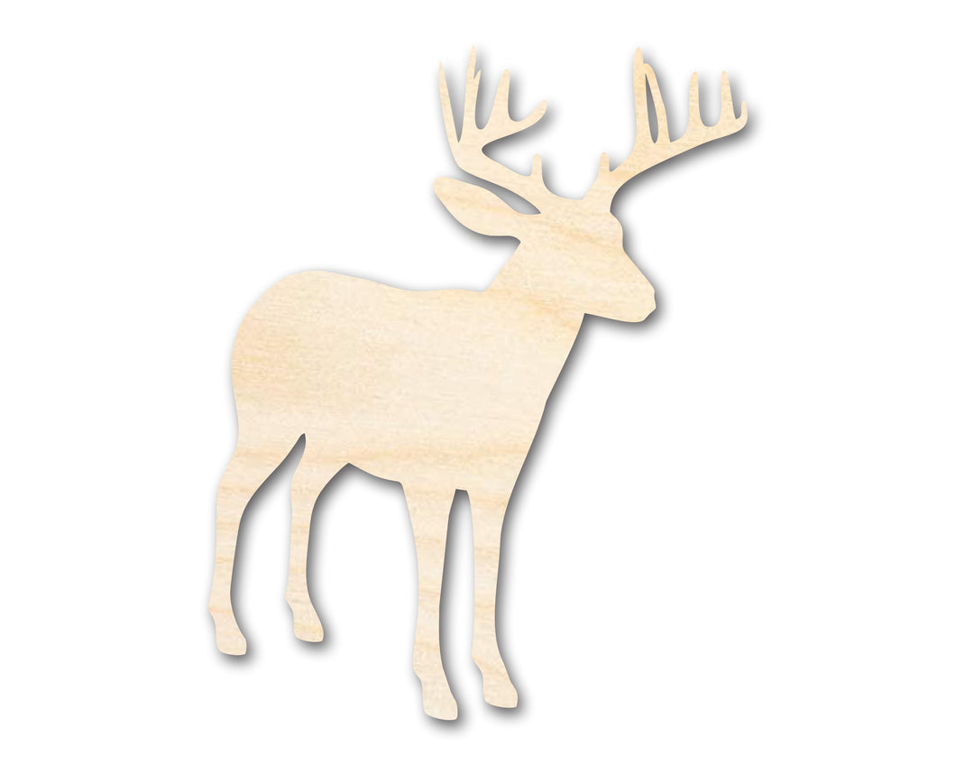 Unfinished Wood Deer Buck Antlers Silhouette Shape - Craft - up to 46