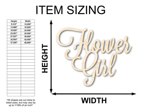 Unfinished Wood Flower Girl Shape - Word Craft - up to 36"