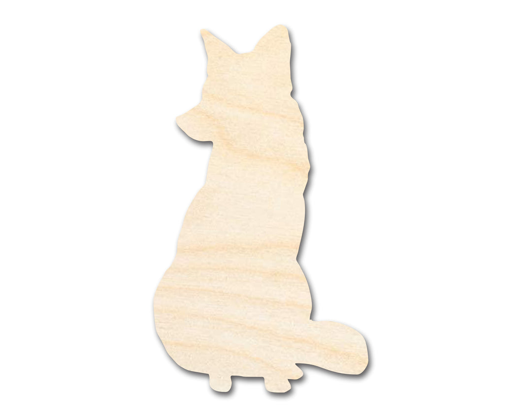 Unfinished Wood Sitting Fox Shape - Craft - up to 36