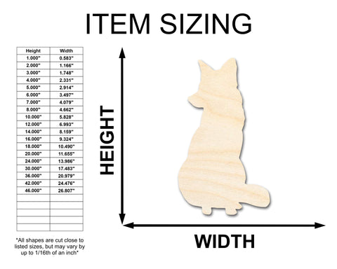 Unfinished Wood Sitting Fox Shape - Craft - up to 36" DIY