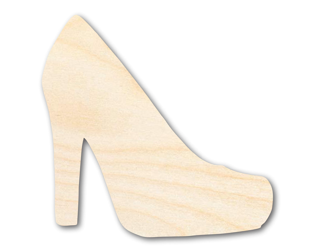 Unfinished Wood High Heel Shoe Shape - Craft - up to 36