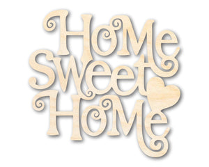 Unfinished Wood Home Sweet Home Shape - Word Craft - up to 36"