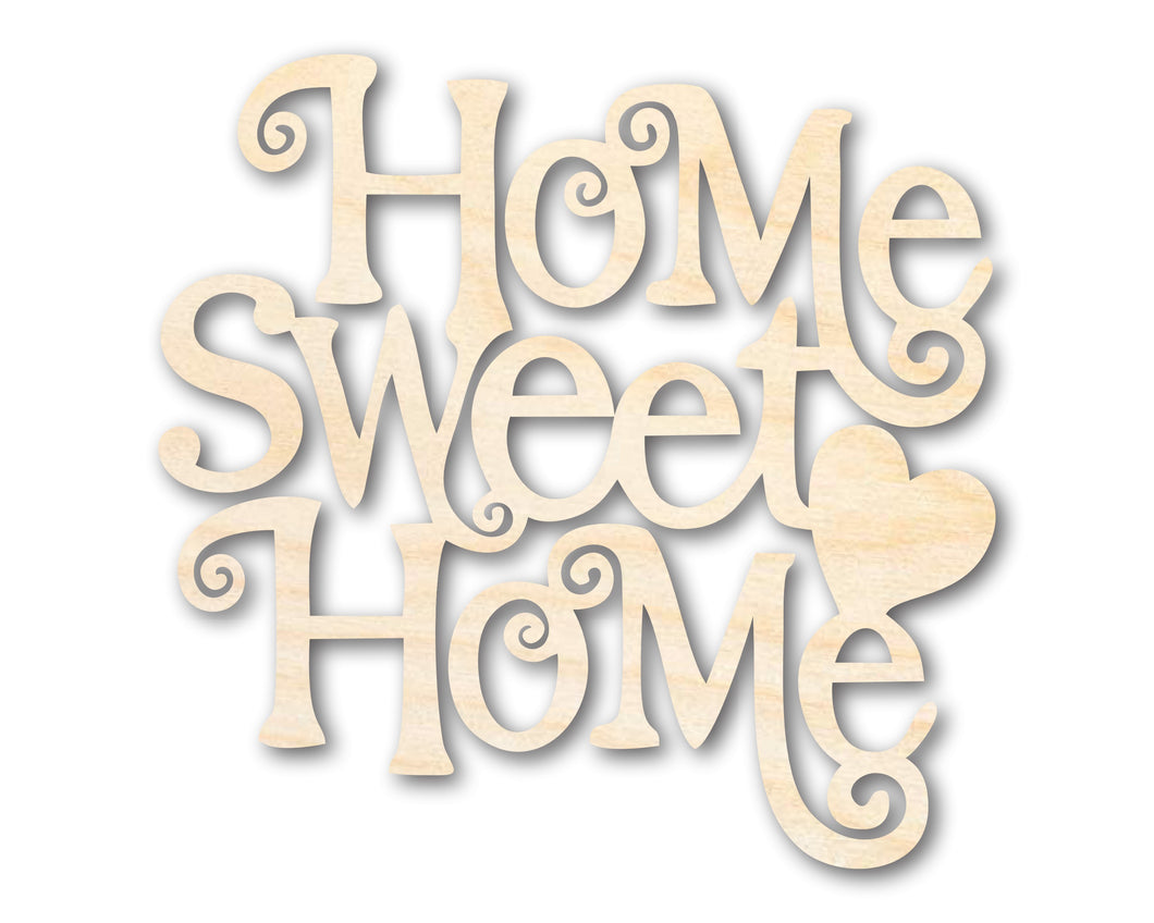 Unfinished Wood Home Sweet Home Shape - Word Craft - up to 36