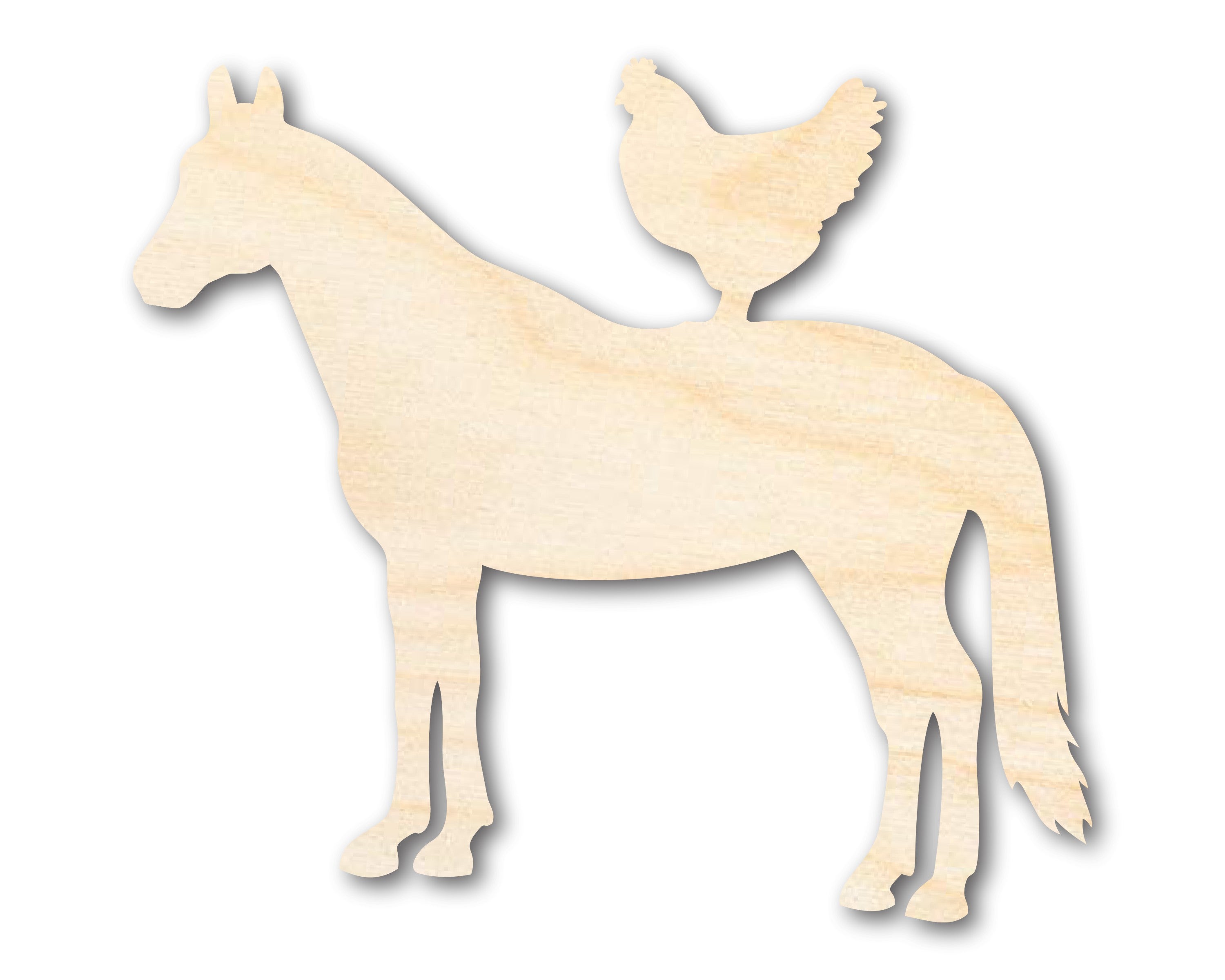 Unfinished Wood Horse and Chicken Shape - Farm Craft - up to 36
