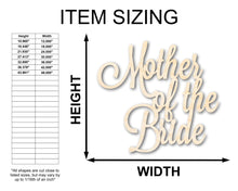 Load image into Gallery viewer, Unfinished Wood Mother of the Bride Shape - Word Craft - up to 36&quot;
