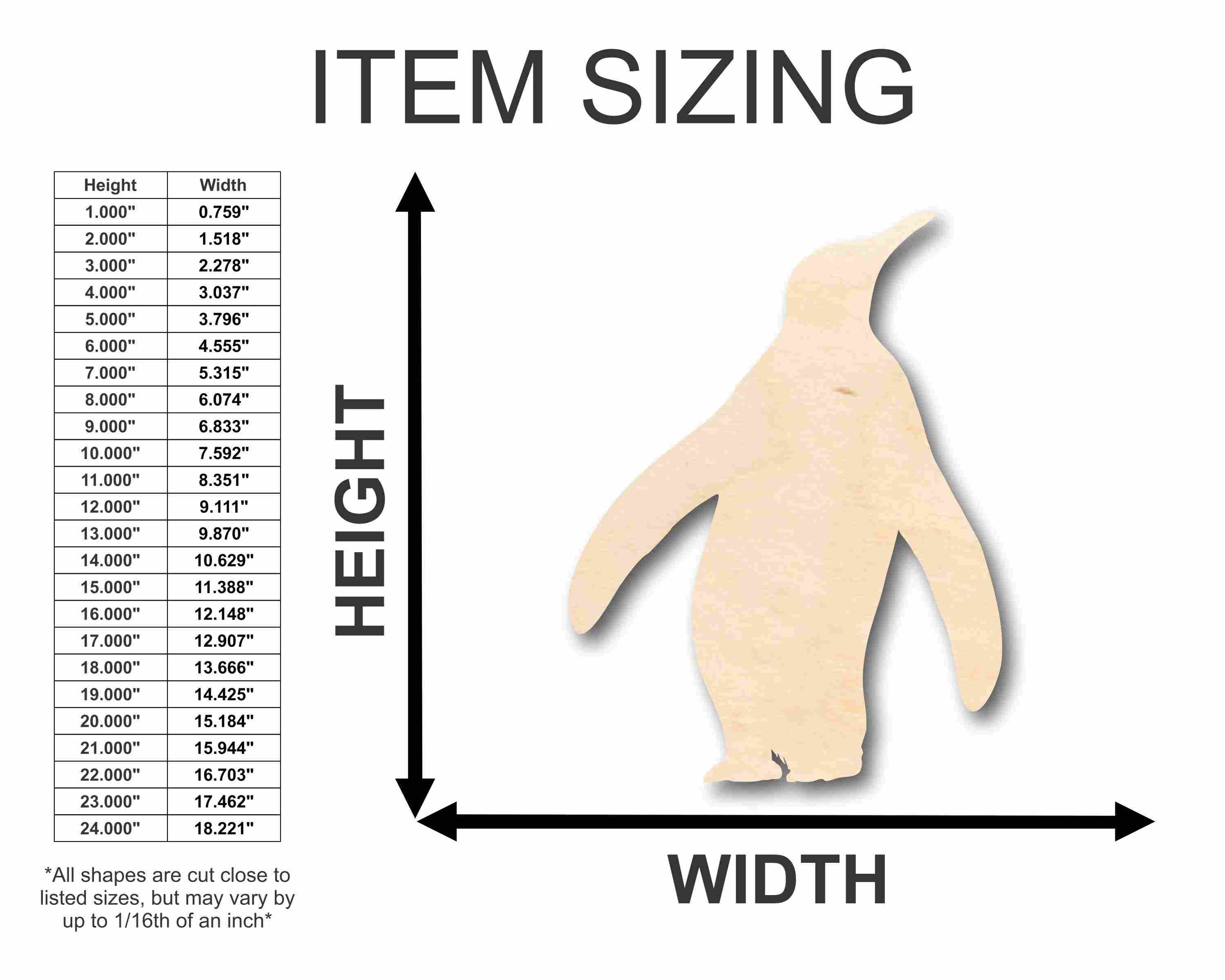 Unfinished Wood Penguin Silhouette - Craft- up to 24