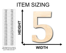 Load image into Gallery viewer, Unfinished Wood Cambria Number 5 Shape - Craft - up to 46&quot; DIY
