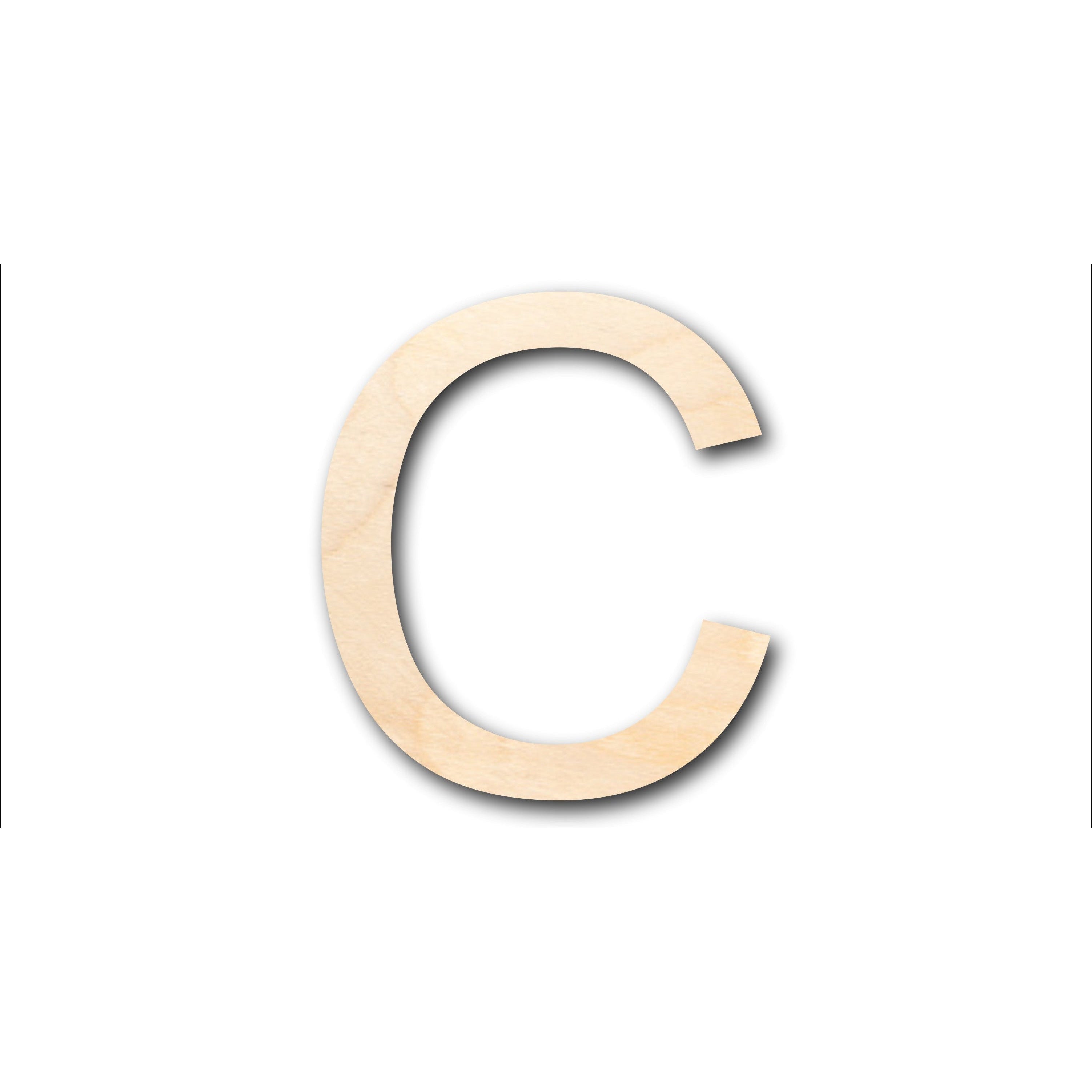 Unfinished Wood Arial Letter C Shape - Craft - up to 36