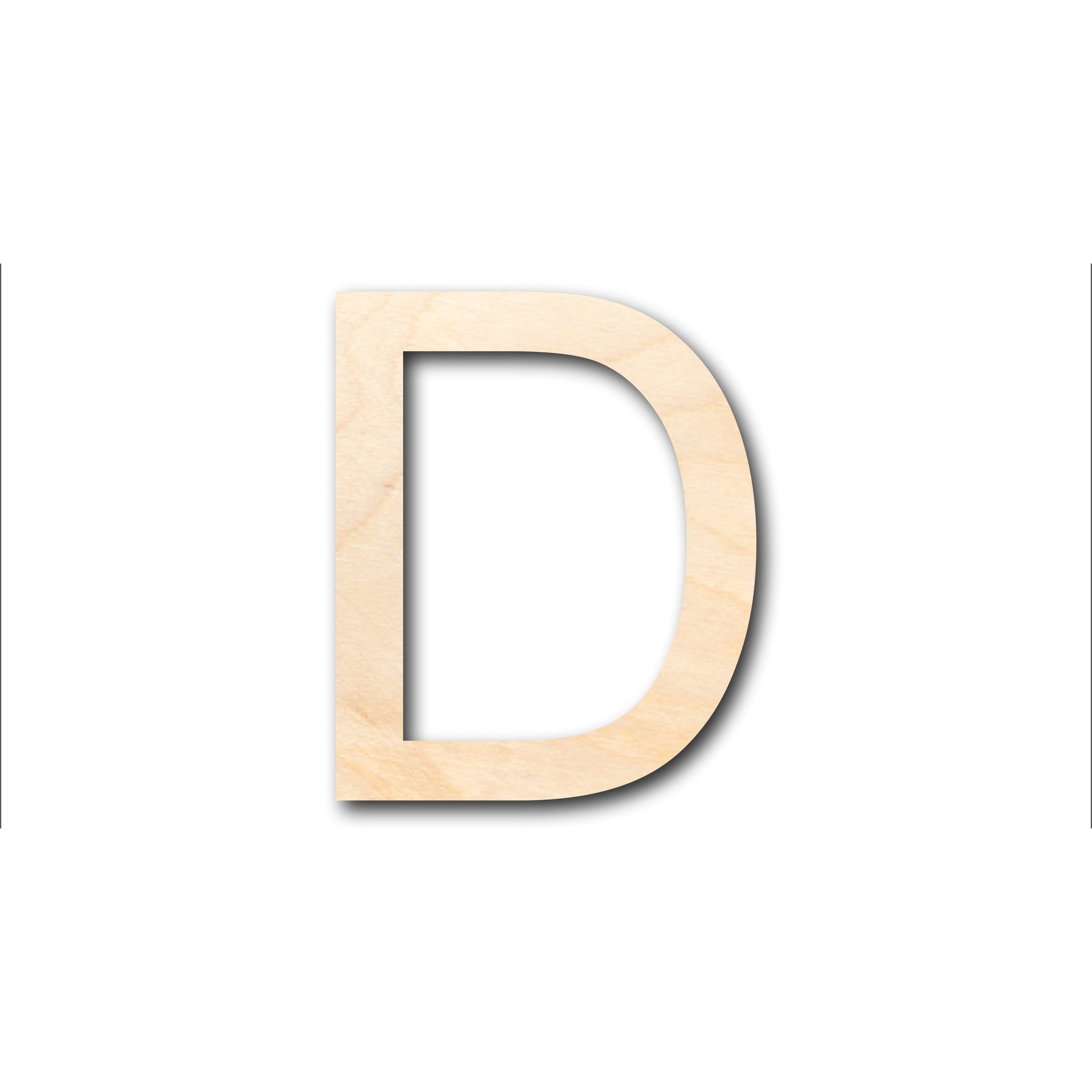 Unfinished Wood Arial Letter D Shape - Craft - up to 36