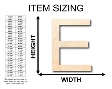 Load image into Gallery viewer, Unfinished Wood Arial Letter E Shape - Craft - up to 36&quot; DIY
