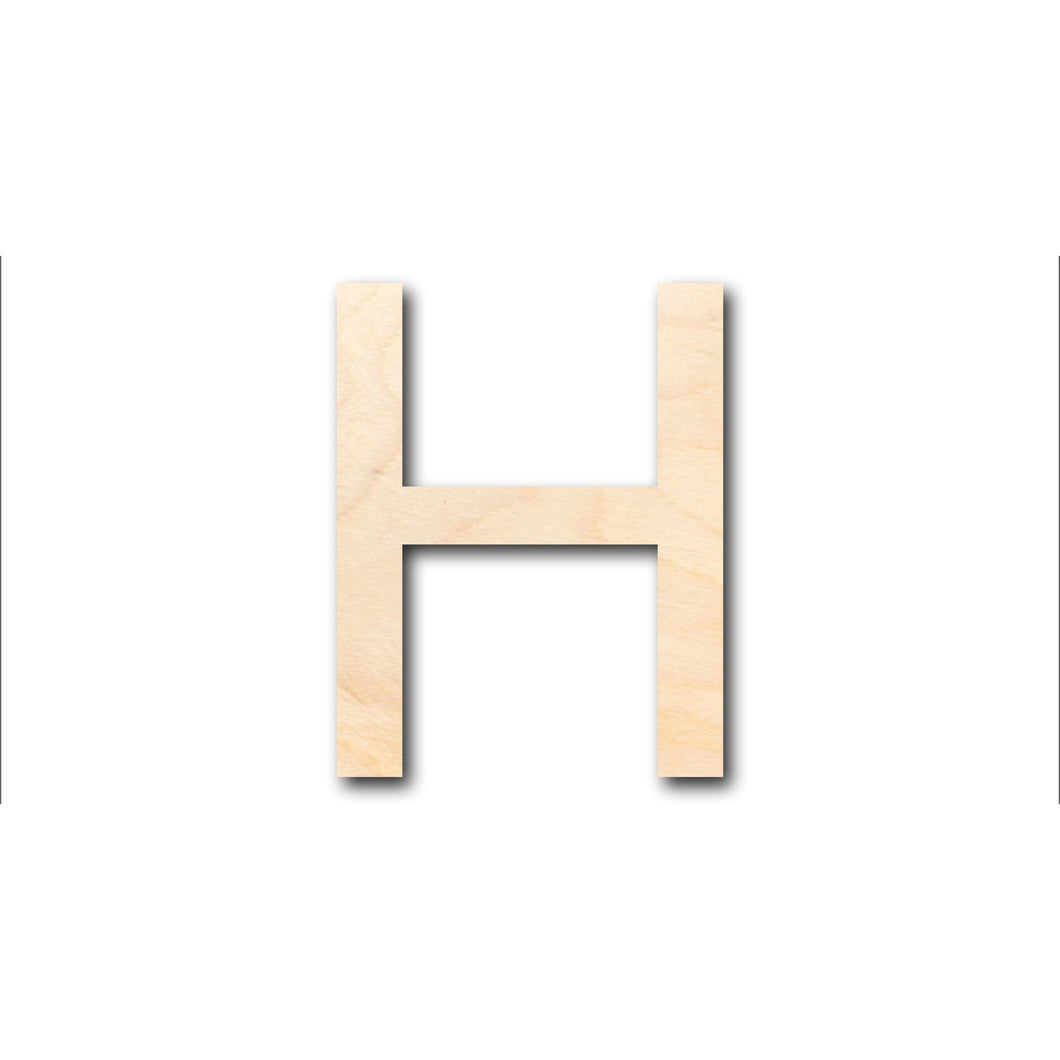 Unfinished Wood Arial Letter H Shape - Craft - up to 36