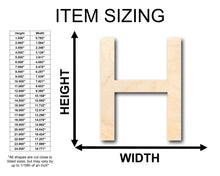Load image into Gallery viewer, Unfinished Wood Arial Letter H Shape - Craft - up to 36&quot; DIY
