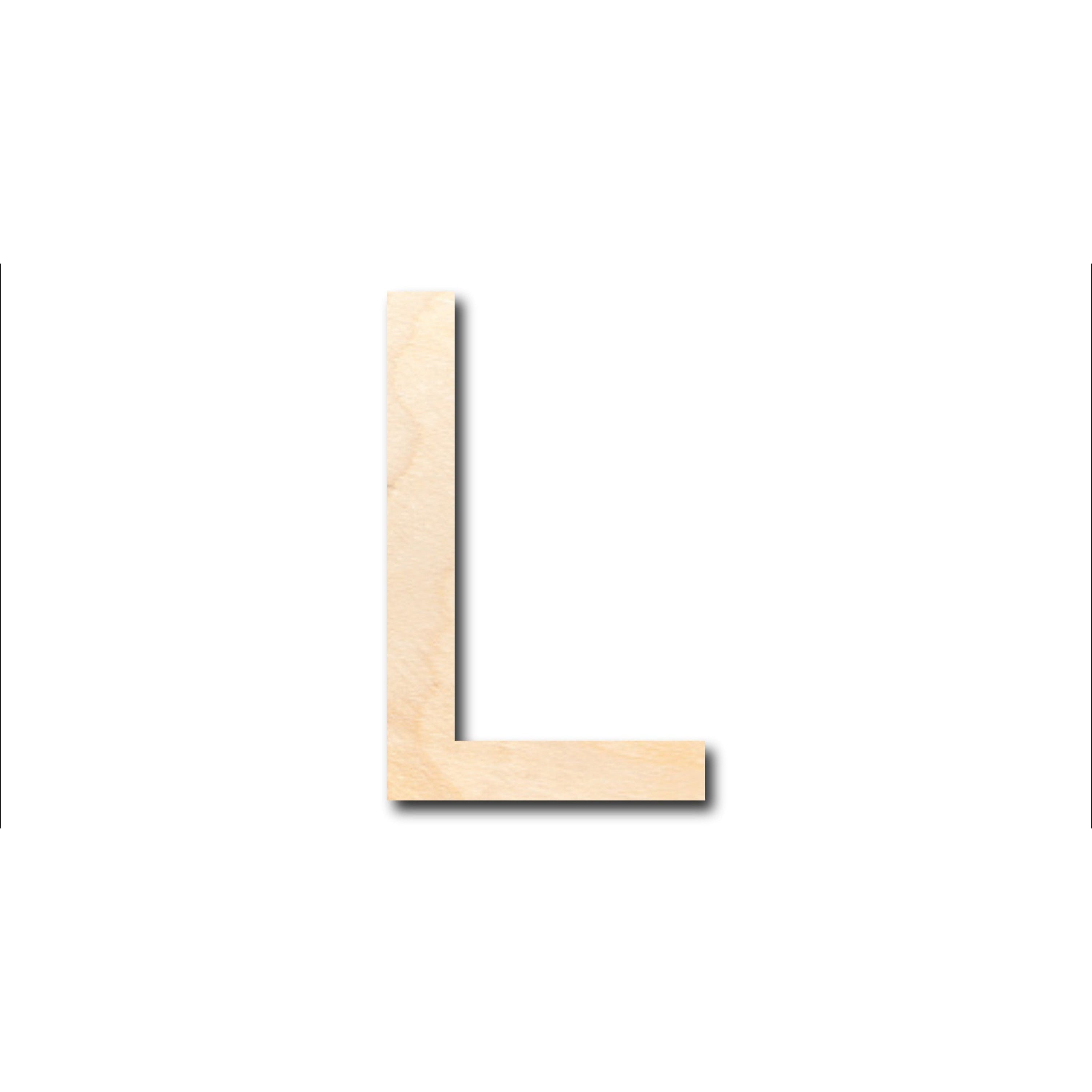 Unfinished Wood Arial Letter L Shape - Craft - up to 36