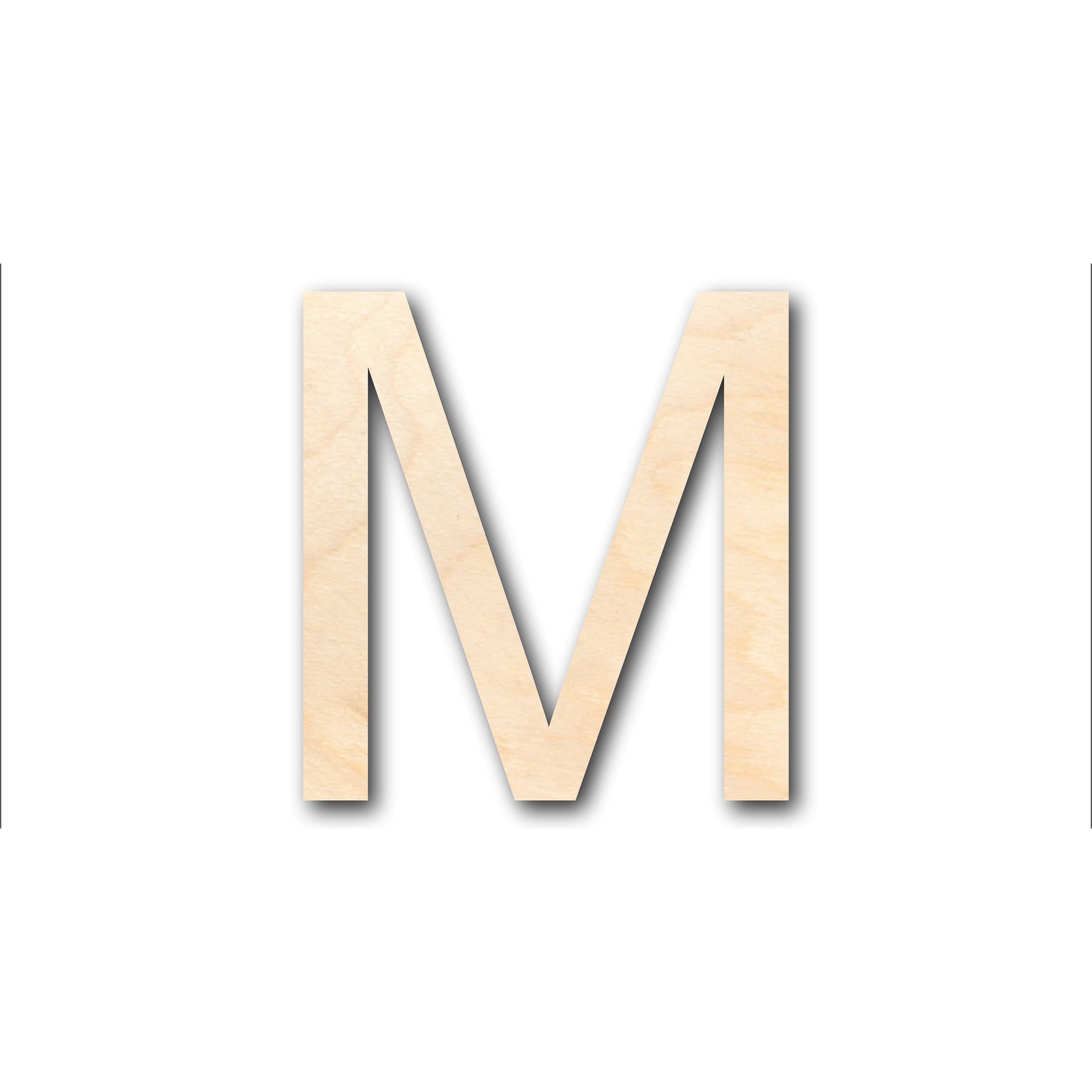 Unfinished Wood Arial Letter M Shape - Craft - up to 36