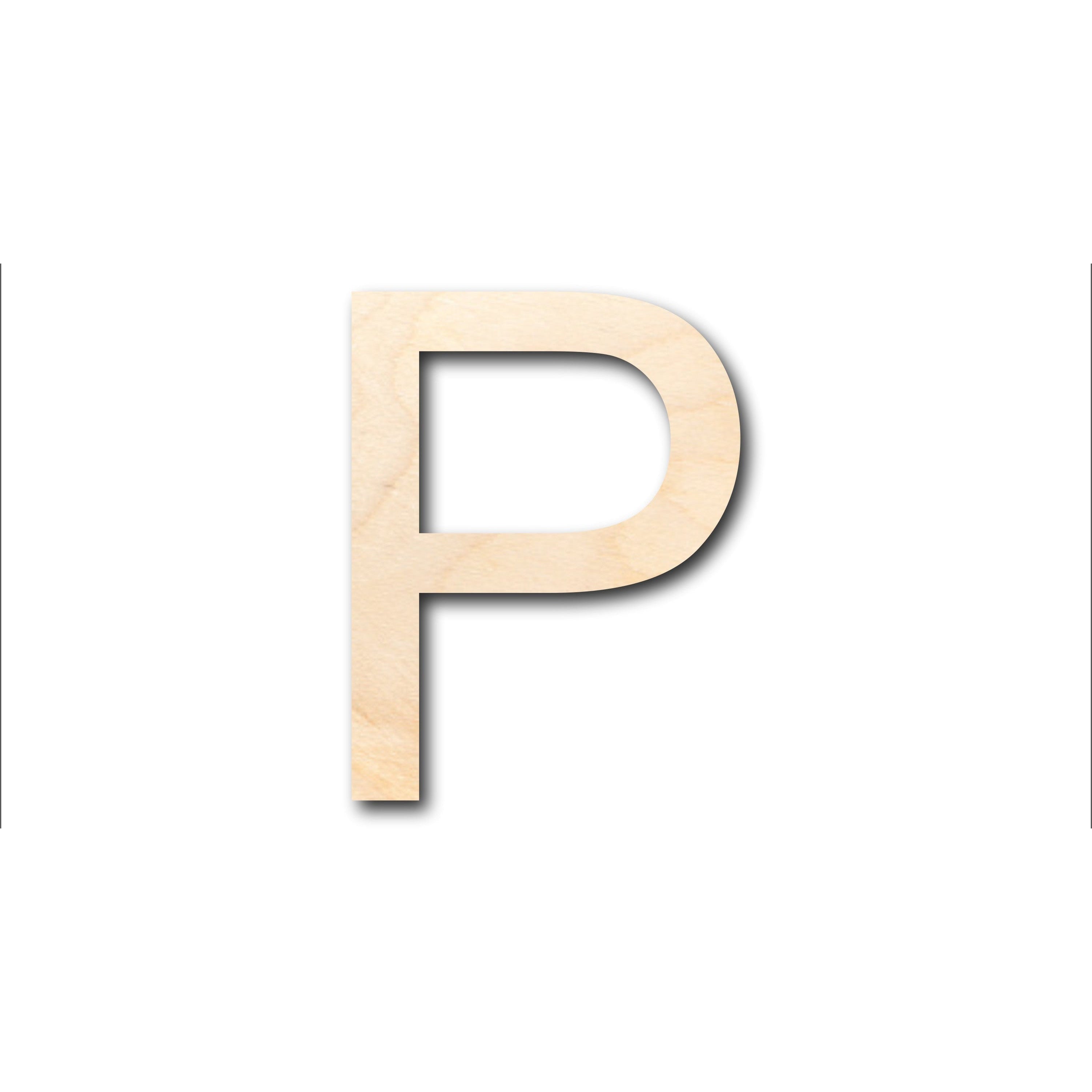 Unfinished Wood Arial Letter P Shape - Craft - up to 36