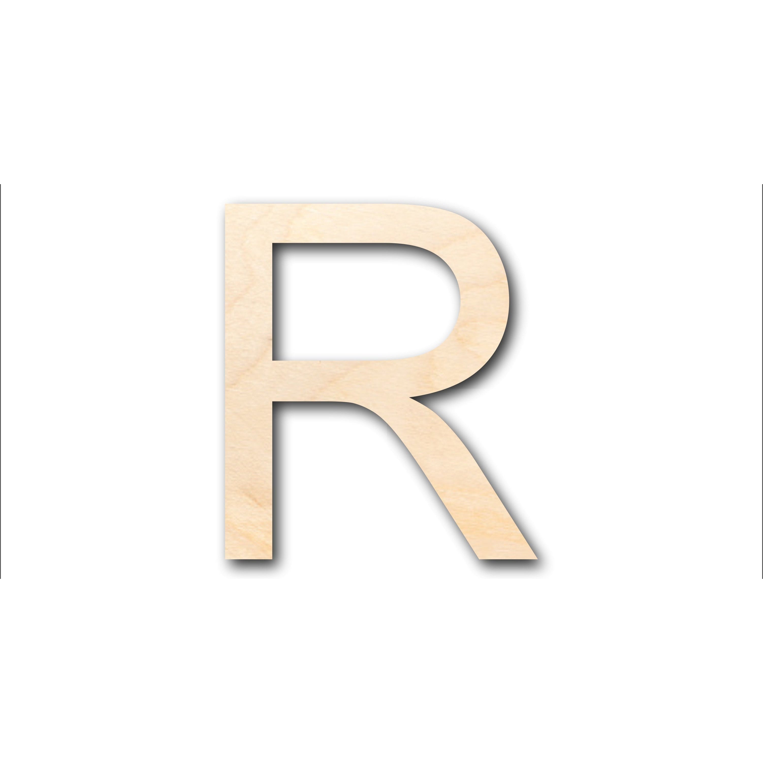 Unfinished Wood Arial Letter R Shape - Craft - up to 36
