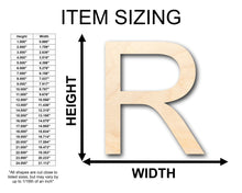 Load image into Gallery viewer, Unfinished Wood Arial Letter R Shape - Craft - up to 36&quot; DIY
