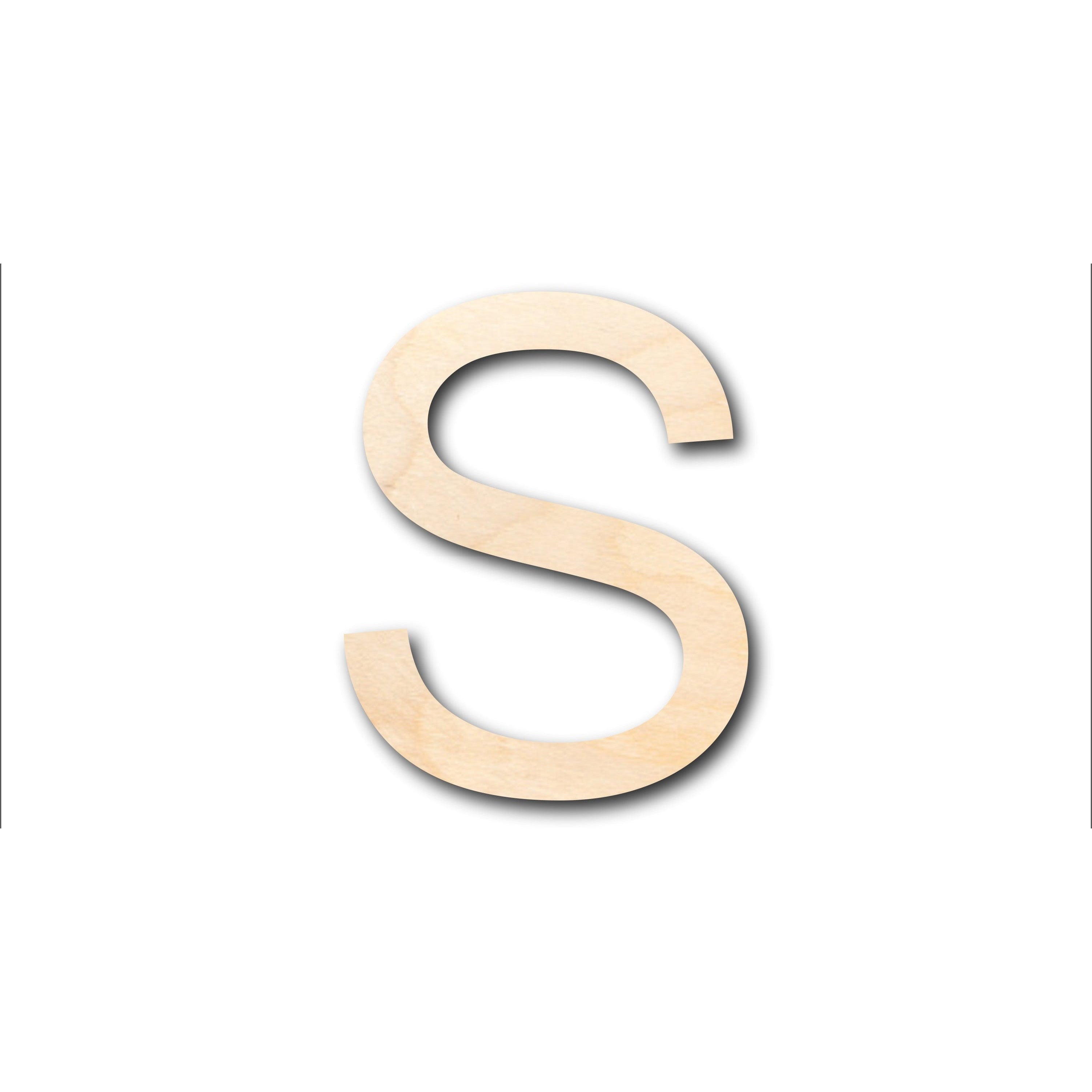Unfinished Wood Arial Letter S Shape - Craft - up to 36