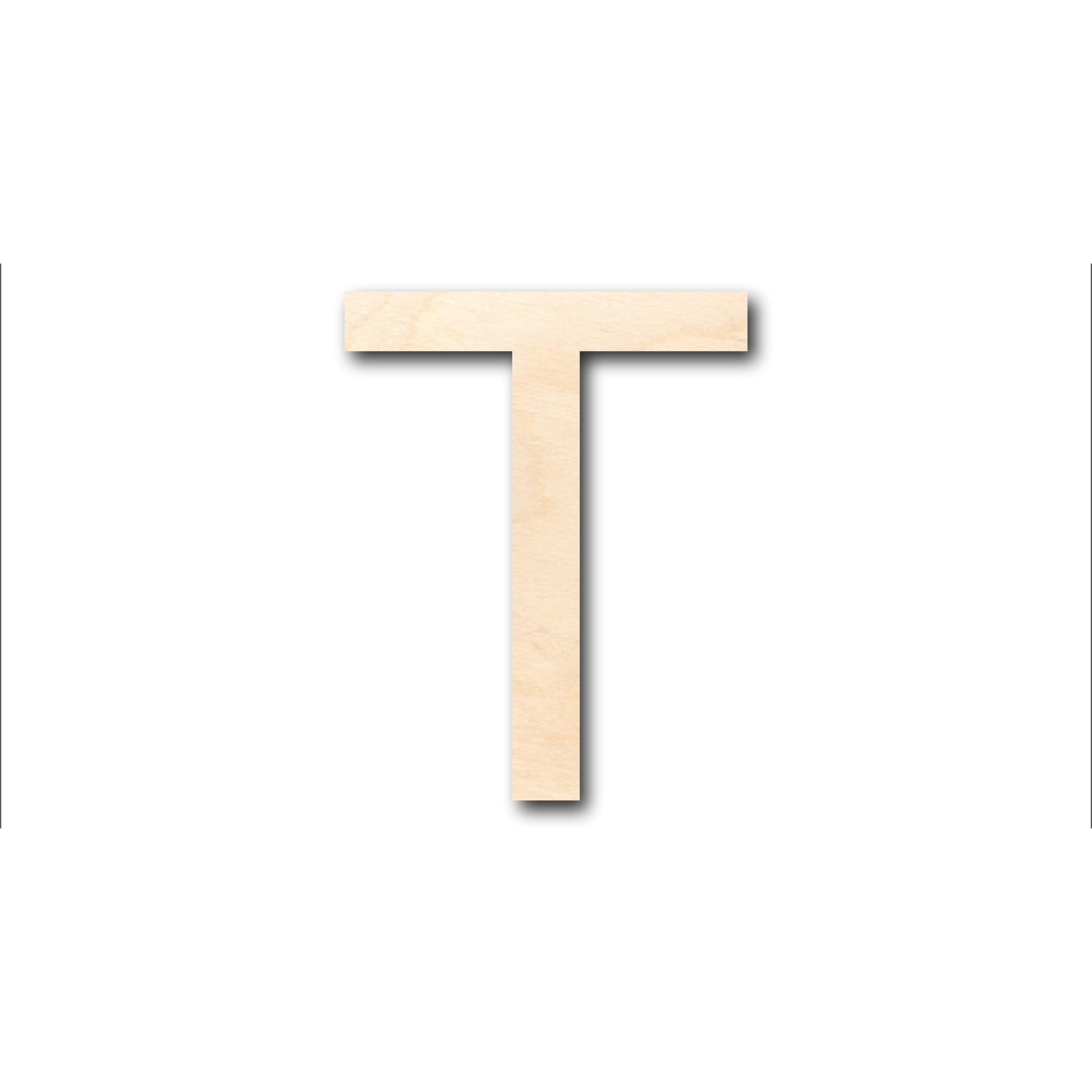Unfinished Wood Arial Letter T Shape - Craft - up to 36