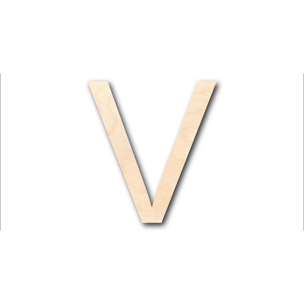 Unfinished Wood Arial Letter V Shape - Craft - up to 36