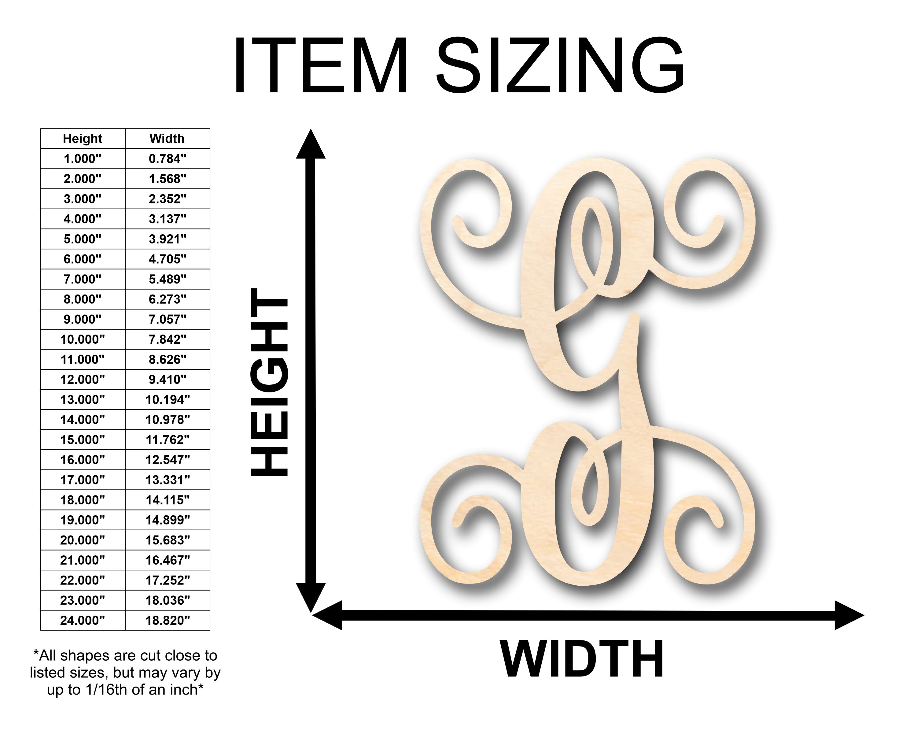 Unfinished Wood Monogram Door Hanger - 24" MDF Cutout For DIY Crafting, Home Decor, Personalized Gift