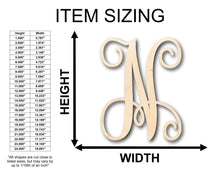 Load image into Gallery viewer, Unfinished Wood Monogram N Shape - Craft - up to 36&quot; DIY

