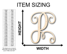 Load image into Gallery viewer, Unfinished Wood Monogram P Shape - Craft - up to 36&quot; DIY
