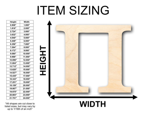 Unfinished Wood Bold Pi Shape - Craft - up to 36" DIY