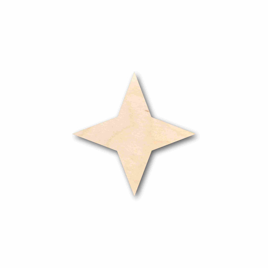 Unfinished Wood 4 Point Star Silhouette - Craft- up to 24