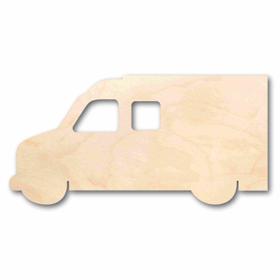 Unfinished Wood Ambulance Silhouette - Craft- up to 24