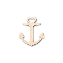 Load image into Gallery viewer, Unfinished Wood Heart Anchor Shape - Craft - up to 36&quot; DIY

