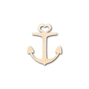 Unfinished Wood Heart Anchor Shape - Craft - up to 36" DIY