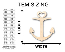 Load image into Gallery viewer, Unfinished Wood Heart Anchor Shape - Craft - up to 36&quot; DIY
