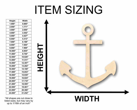 Unfinished Wood Anchor Silhouette - Craft- up to 24" DIY