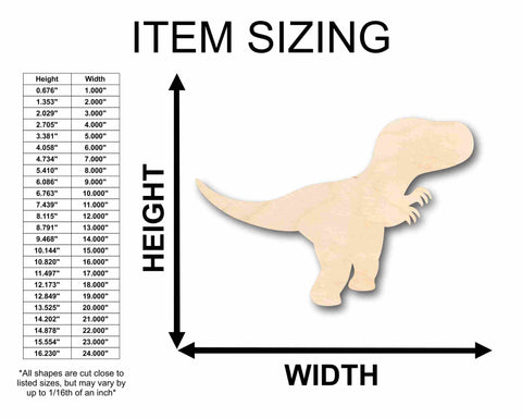 Unfinished Wood Baby Dinosaur T Rex Silhouette - Craft- up to 24" DIY