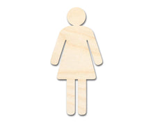Load image into Gallery viewer, Unfinished Wood Womens Bathroom Sign Shape - Craft - up to 36&quot; DIY
