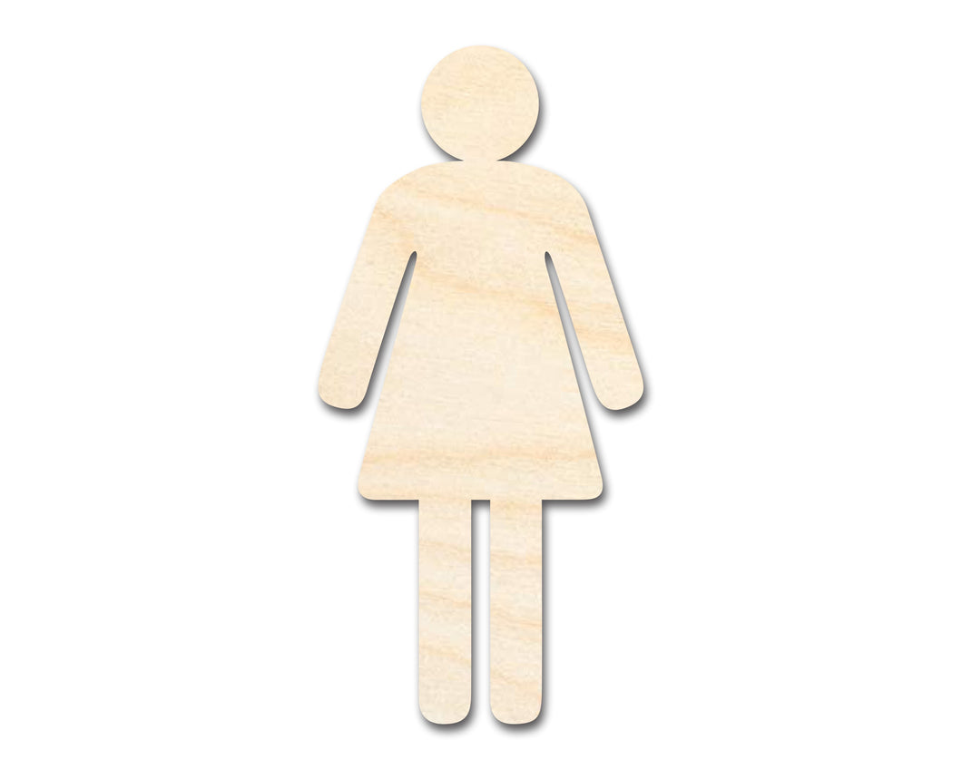 Unfinished Wood Womens Bathroom Sign Shape - Craft - up to 36