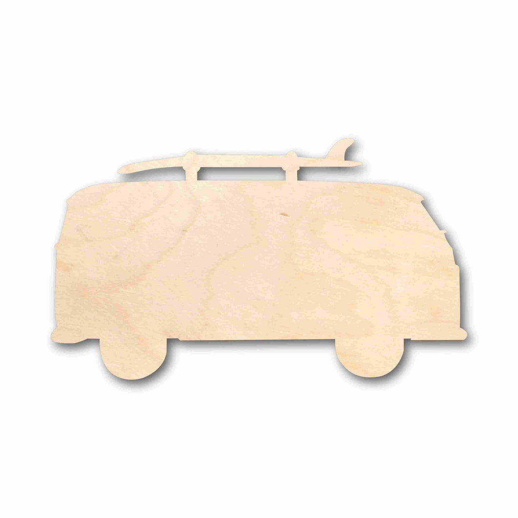 Unfinished Wood Beach Bus Surf Board Silhouette - Craft- up to 24