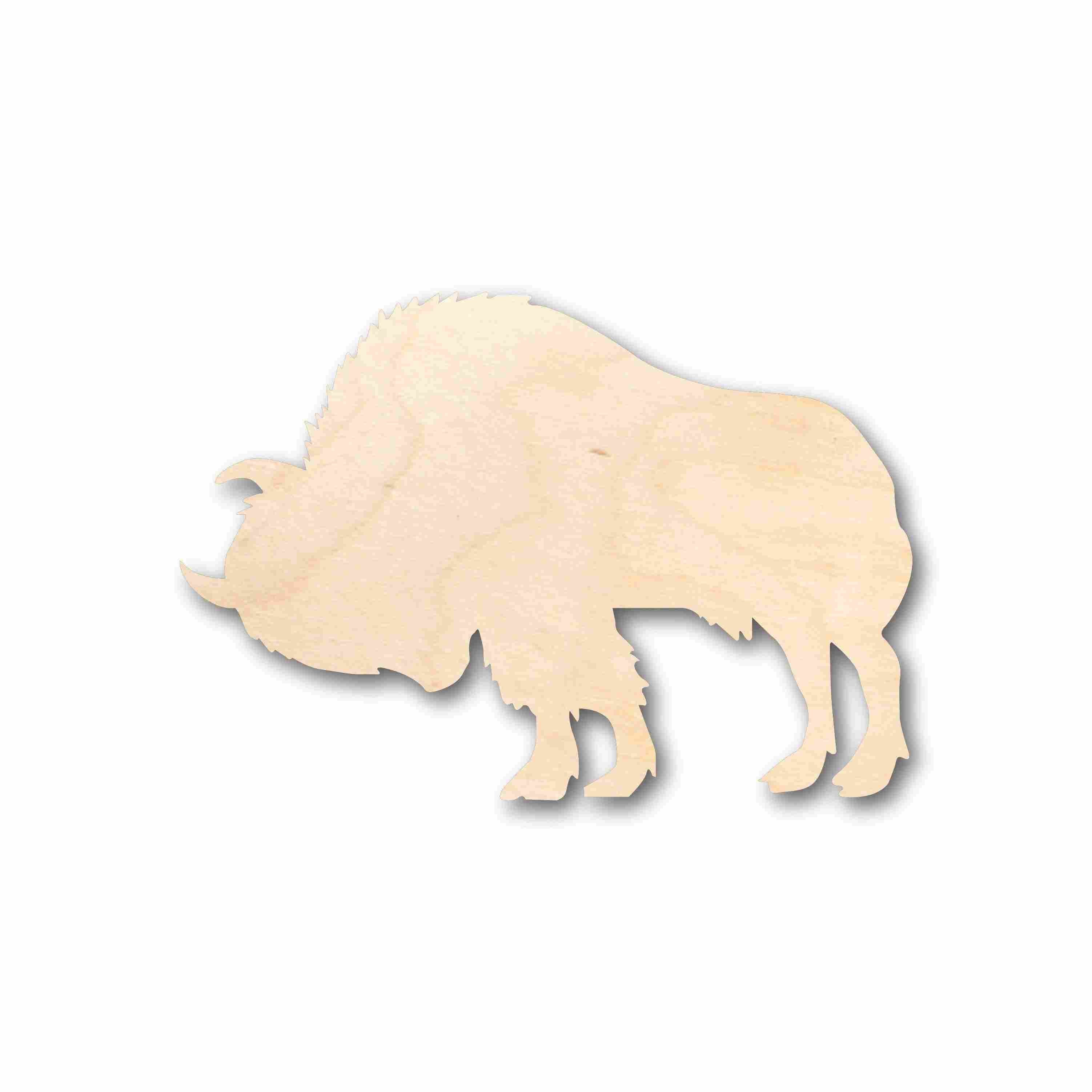 Unfinished Wood Buffalo Bison with Horn Silhouette - Craft- up to 24