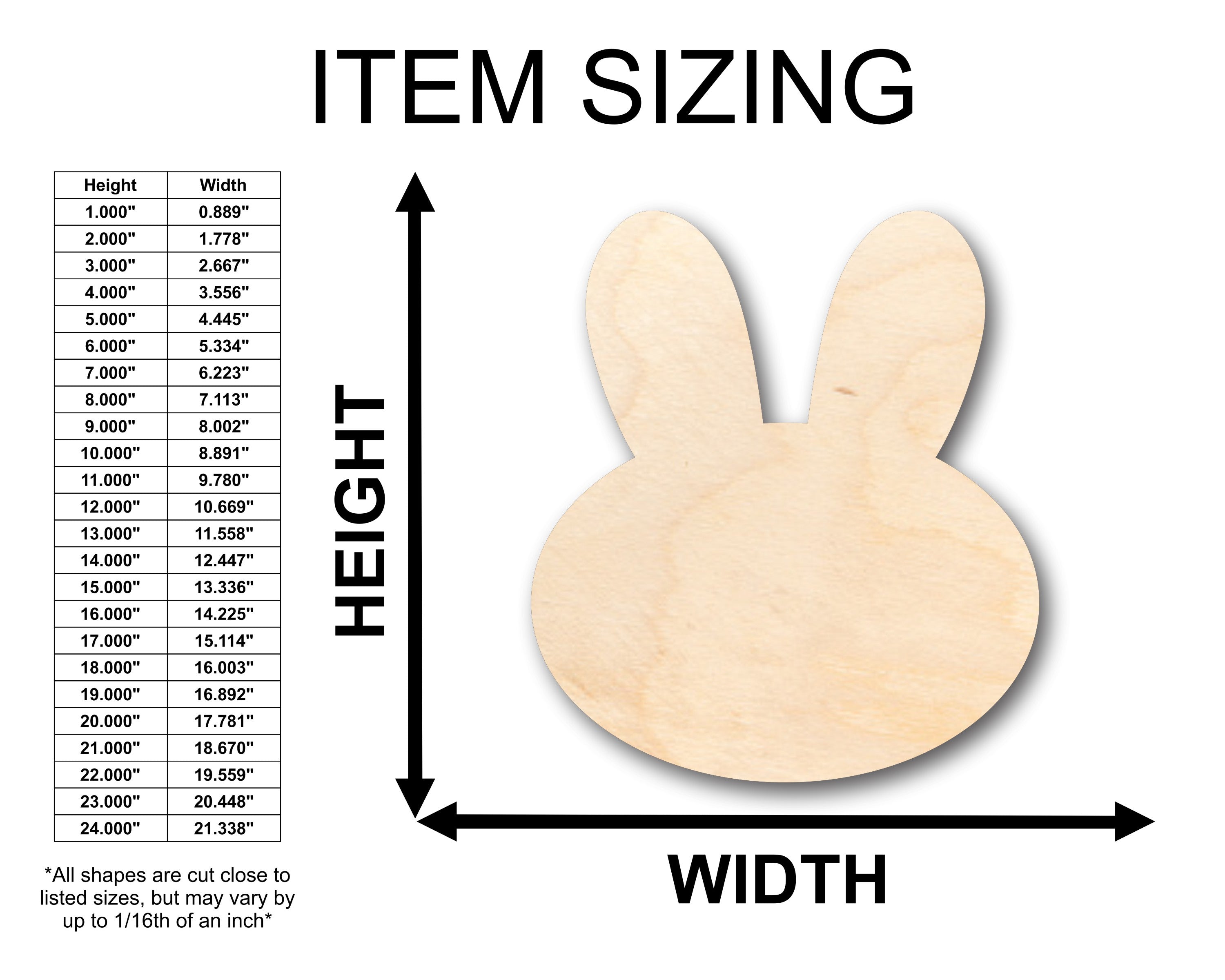 Unfinished Wood Cute Bunny Shape - Craft - up to 36