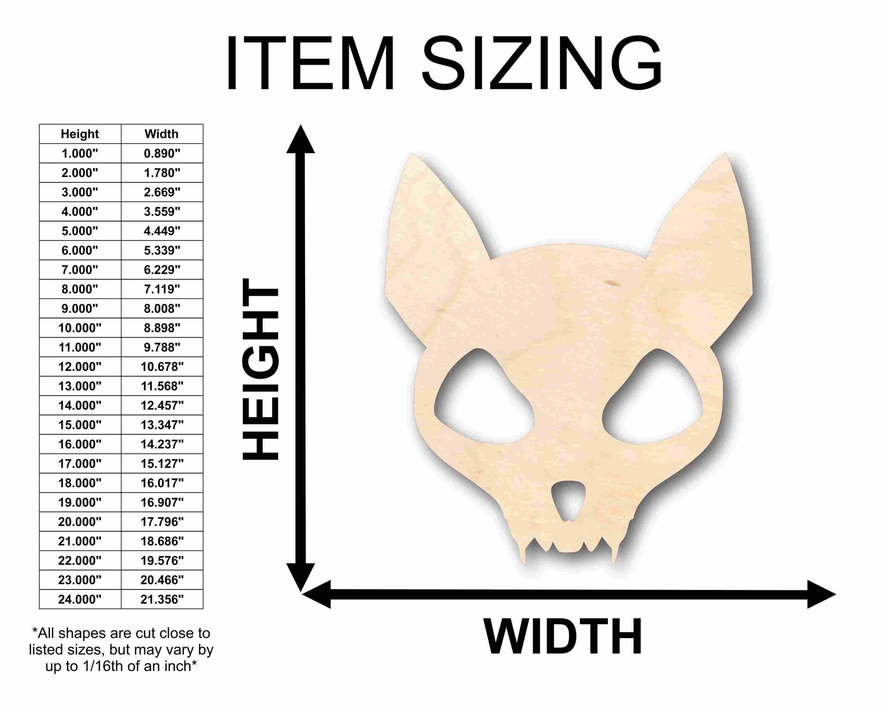 Unfinished Wood Cat Skull Silhouette - Craft- up to 24