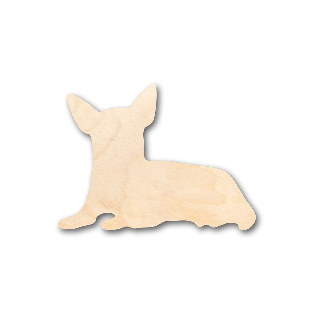 Unfinished Wood Laying Chihuahua Shape - Craft - up to 36