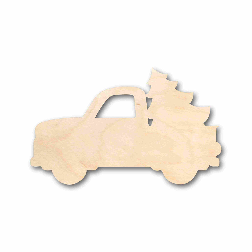 Unfinished Wood Christmas Tree Car Truck Silhouette - Craft- up to 24