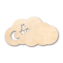 Load image into Gallery viewer, Unfinished Wood Cloud with Moon &amp; Stars Shape - Craft - up to 36&quot; DIY
