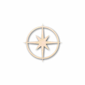 Unfinished Wood Compass Rose Star Sharp Six Point Star Silhouette - Craft- up to 24" DIY