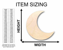 Load image into Gallery viewer, Unfinished Wood Crescent Moon Silhouette - Craft- up to 24&quot; DIY
