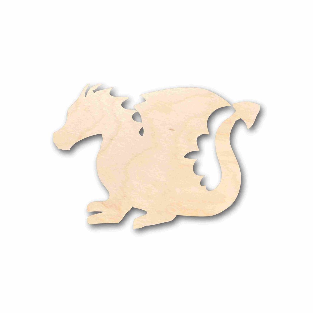 Unfinished Wood Cute Dragon Silhouette - Craft- up to 24