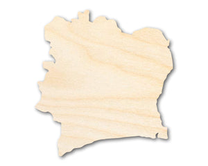 Unfinished Wood Cote d'Ivoire Country Shape - Ivory Coast West Africa Craft - up to 36" DIY