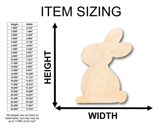 Unfinished Wood Easter Bunny Shape - Craft - up to 36