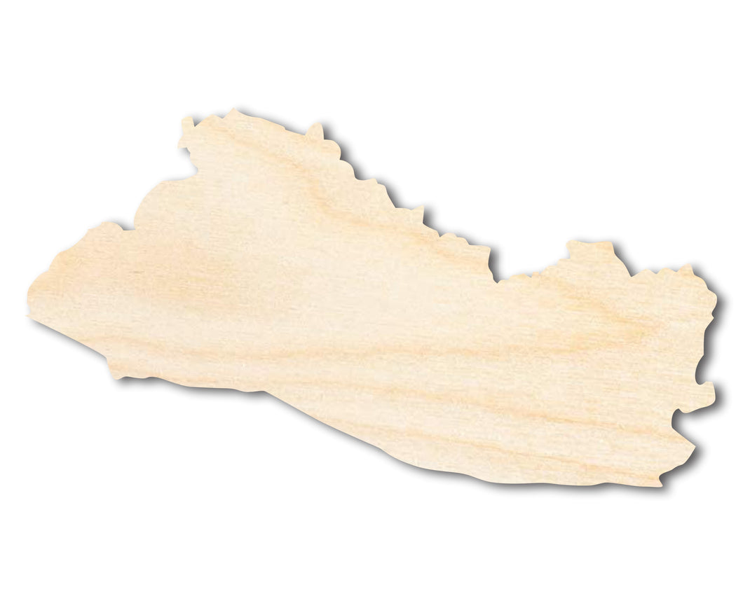 Unfinished Wood El Salvador Country Shape - Central America Craft - up to 36